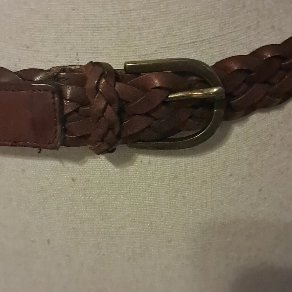Braided Brown Leather Belt Size 36 Made In Uraguay Casual Basic Capsule
